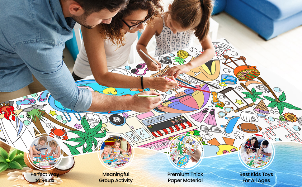 Coloring Poster Tablecloth Craft Table Cover for Boys Girls