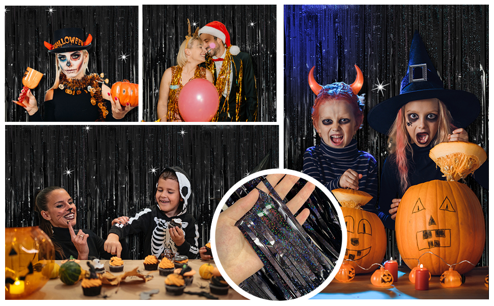 black tinsel backdrop birthday party decoration tinsel curtain party streamers backdrop foil fringe