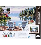 Dimensions PaintWorks Paint by Numbers Kit for Adults and Kids, Lakeside Morning, 20'' x 16''