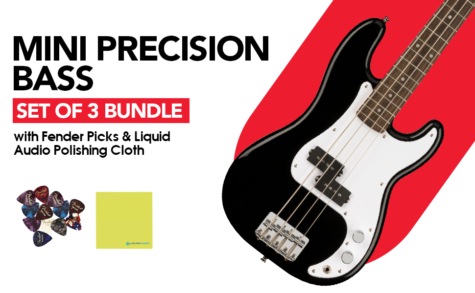 Fender Squier Bass Mini Precision Short Scale Bass Guitar, Indian Laurel Fingerboard
