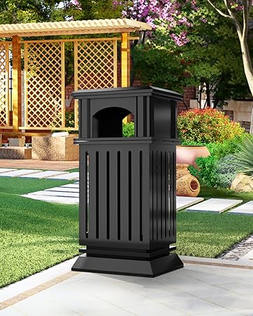 black trash bin