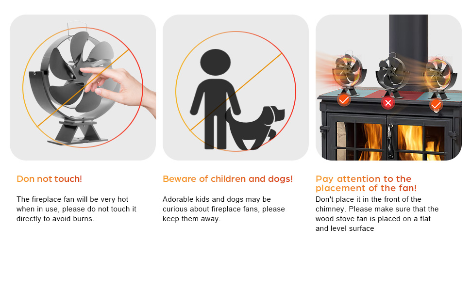 Miaton Wood Stove Fan Heat Powered 240° Adjustable Fireplace Fan, Rotating Wood