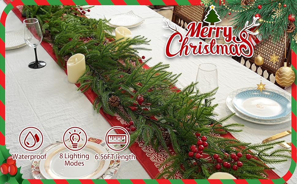 Christmas Garland with Lights 4 Pcs Artificial Norfolk