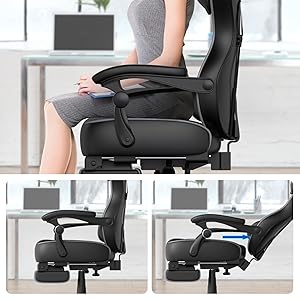 Puluomis Massage Gaming Chair, PU Leather Executive Office Chair, Recliner Swivel Chairs, With Footrest And Lumbar Support, Grey 12 4
