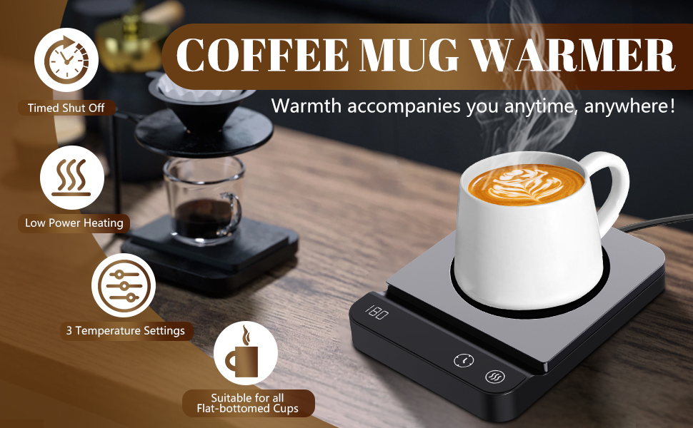 Coffee Mug Warmer with 3- Temp Settings,Coffee Warmer for Desk with 2-12H Timer,Coffee Cup Warmer wi