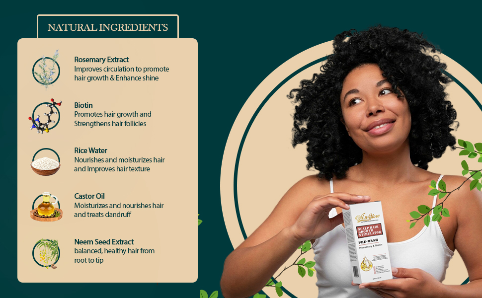 rosemary and biotin pre-wash scalp and hair treatment oil for hair growth stimulation 