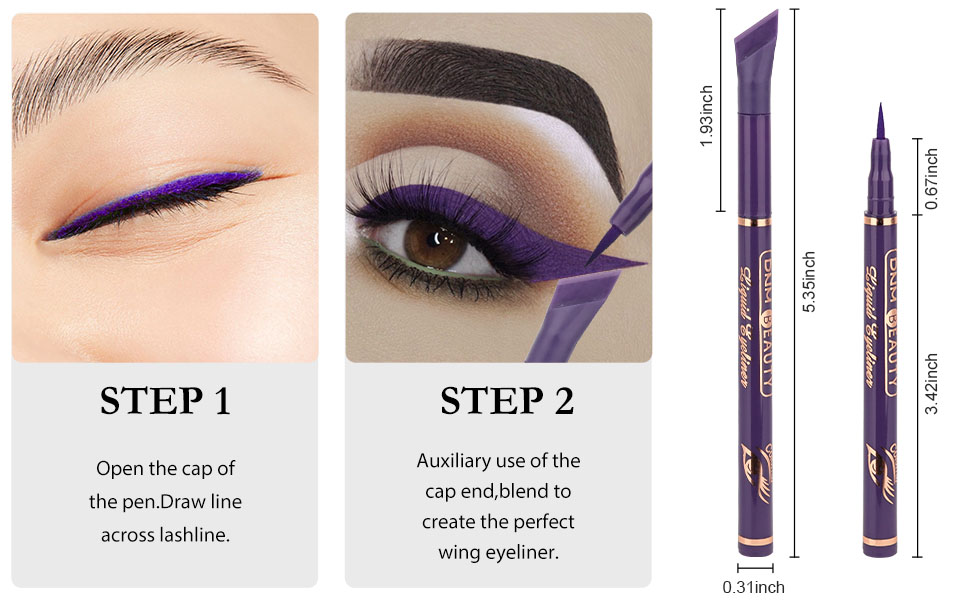 2Pcs Blue Purple Liquid Wing Eyeliner Colorful Pen Set