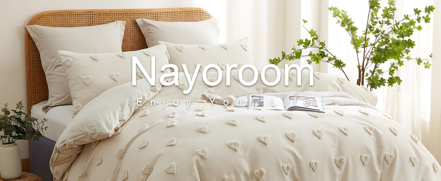 Nayoroom Boho Duvet Cover Set King Size Beige Tufted