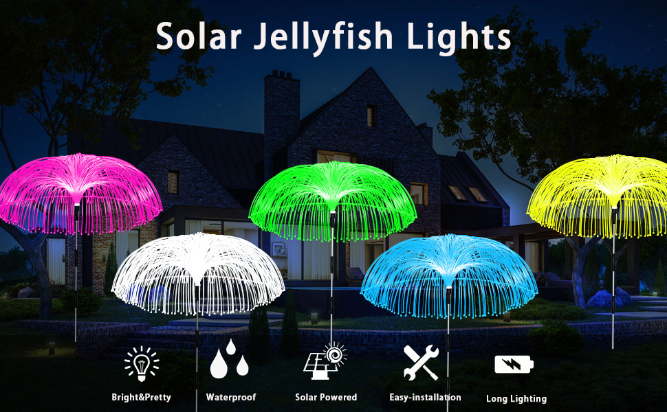QOCNAM Solar Garden Lights, 5 Pack Jellyfish Waterproof Outdoor Lights