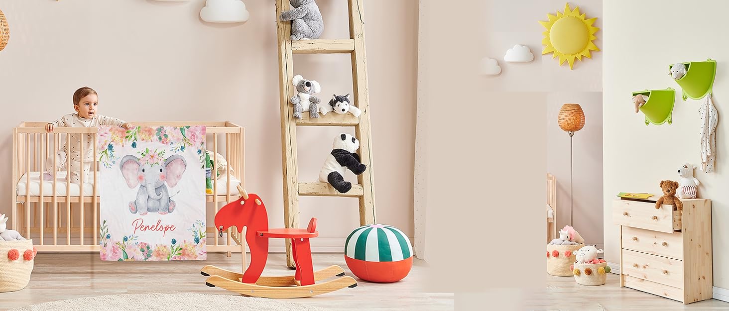 FESTIMAKE Personalized Baby Blanket with Name, Custom