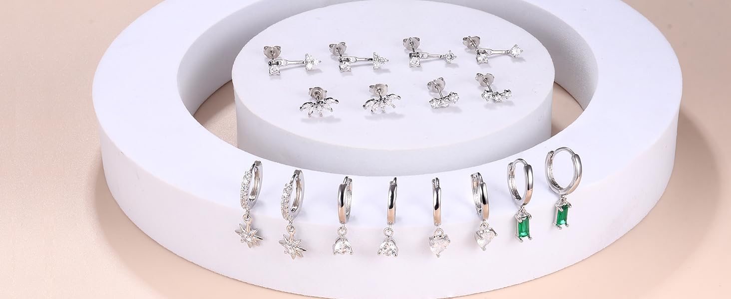 silver earrings set