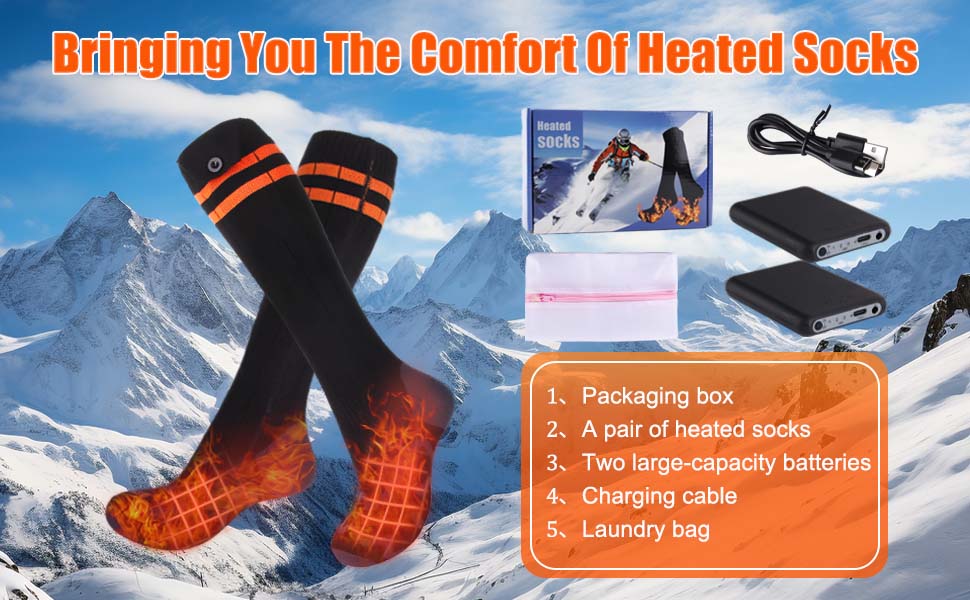 Hewwooy Heated Socks for Men Women, Electric Heated Socks 5V 5000mAh