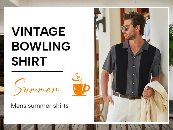 Amazon.com: Hardaddy Men's Camp Collar Retro Vintage Bowling
