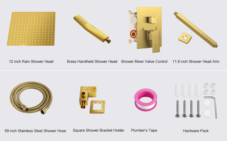 NERDON Shower System, 12 Inch High Pressure Shower Head with Rain Handheld Combo Set, Ceiling