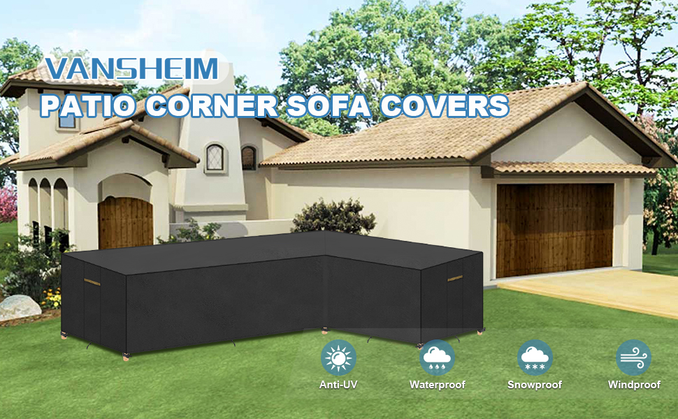 VANSHEIM LShaped Garden Sofa Cover Waterproof L Shaped Garden