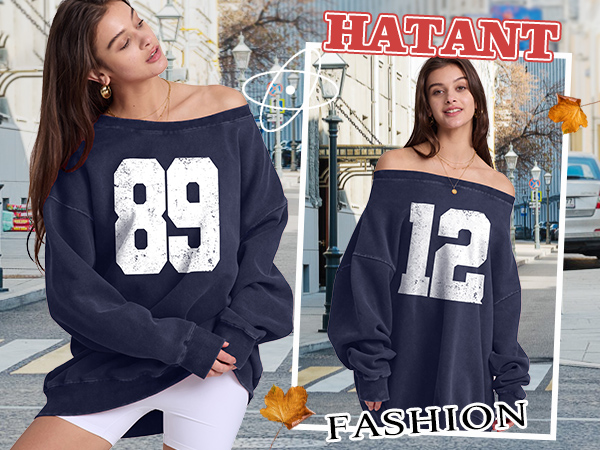 Hatant Off the Shoulder Sweatshirts Womens Oversized