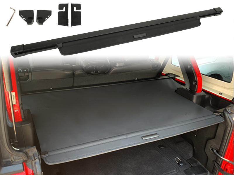 Black Cargo Cover Compatible with Jeep Wrangler JL JLU 4