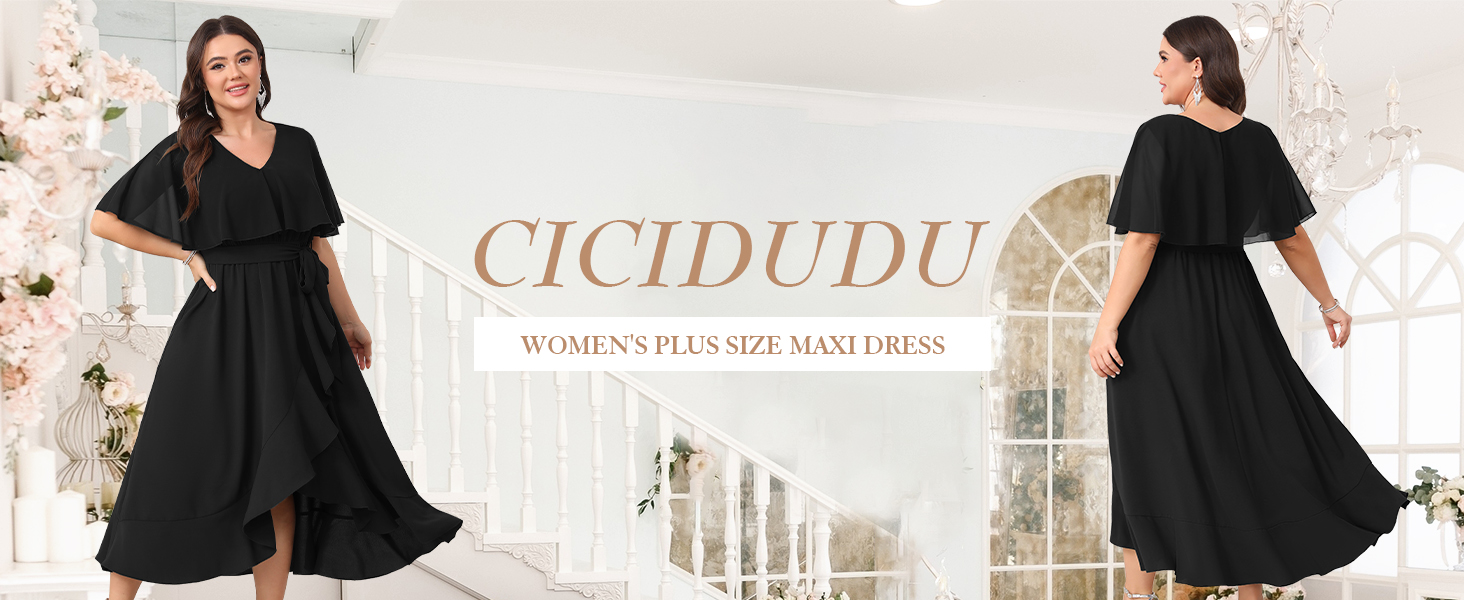 plus size cocktail dress black Long Formal Dress Chiffon High Low Split Wedding Guest Maxi Dresses