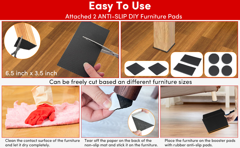 DEDU Bed Risers 5 Inch Heavy Duty 4 Pack, Furniture Risers