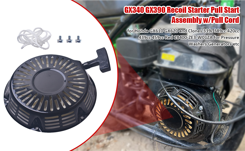 RIRECUjP GX340 GX390 Recoil Pull Starter w/Pull Cord fit