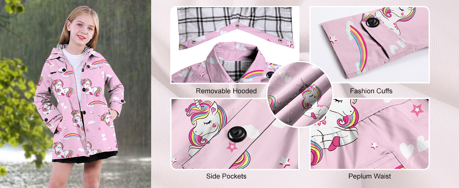 Girl's Hooded Rain Jackets