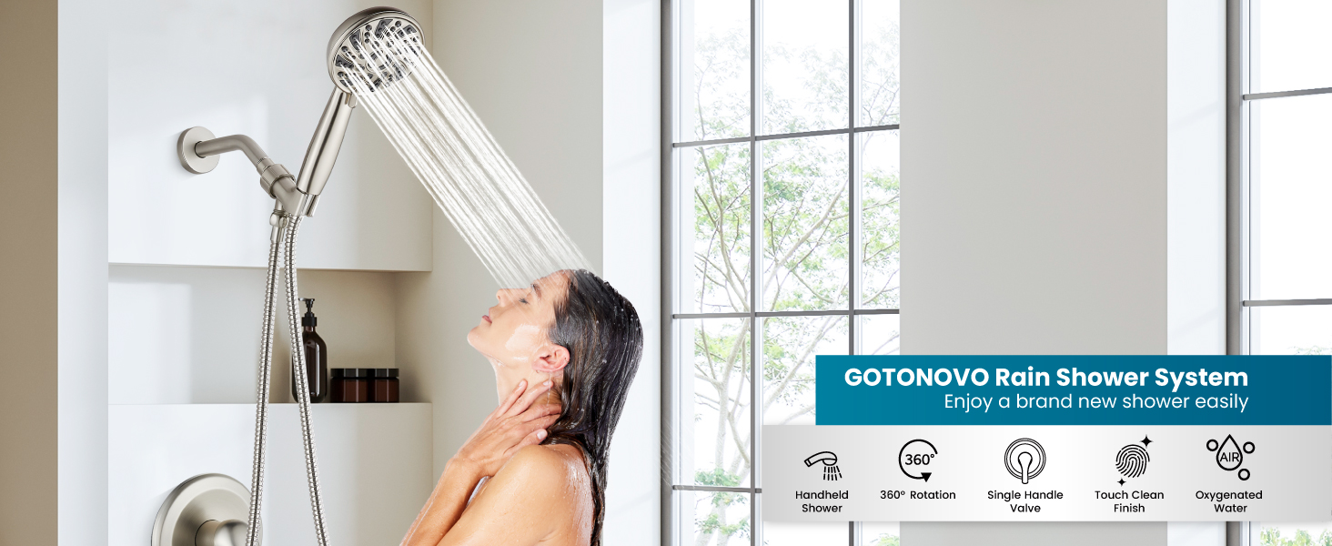 gotonovo SingleHandle Shower Faucet Set Shower Kit with Valve Shower