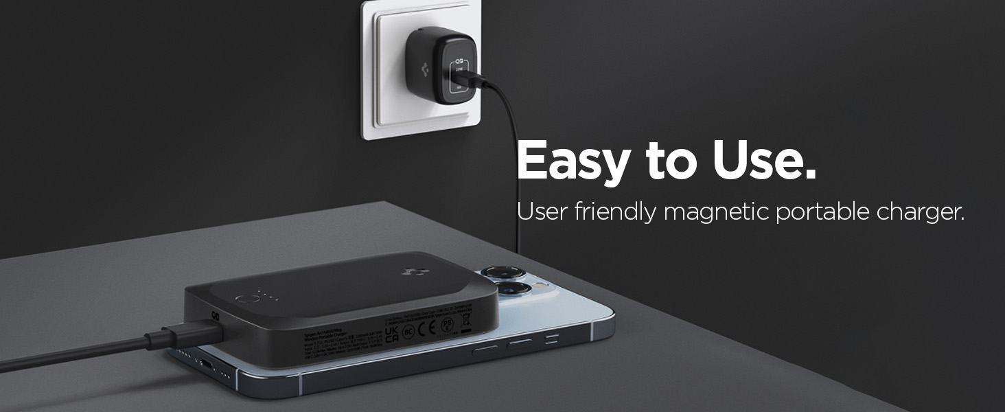 Spigen ArcHybrid Mag (MagFit) para batería MagSafe, banco de energía de  carga magnética de 5000 mAh, cargador portátil de carga inalámbrica rápida