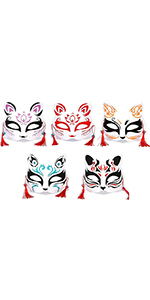 猫のお面　ハロウィン Amazon.co.jp: Famimueno 狐 猫 お面 マスク コスプレ ペイント