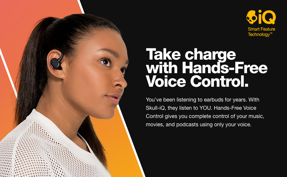 Skullcandy Push Active True Wireless Earbuds. Skull-iQ. Hands-Free Voice Control.