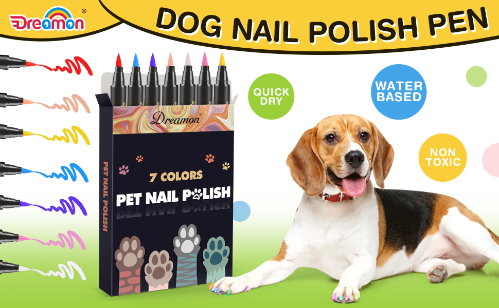 Dog Nail Polish Pen, 7 Colors Pet Nail Polish to Create