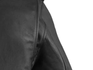 action back of mens black leather jacket