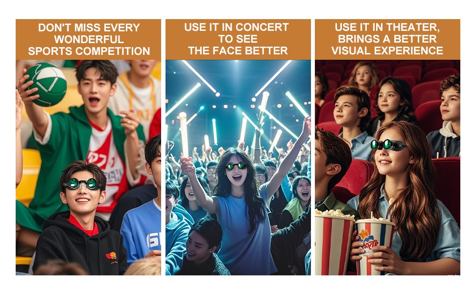 BIJIA 3X Opera Binocular Glasses,Hands-Free Lazy Glasses Binoculars Lightweight