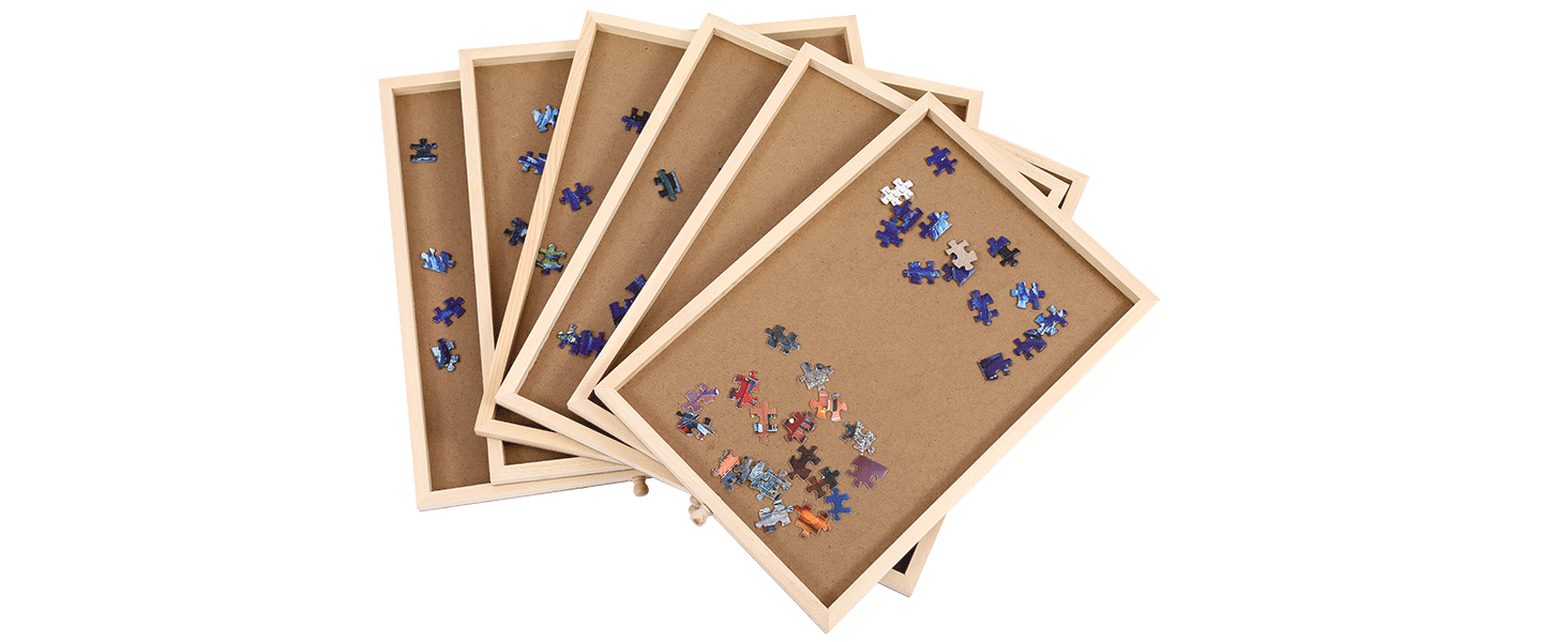 2000 Piece Wooden Jigsaw Puzzle Board with 6 Drawers, 41" X 30" Puzzle Keeper Board