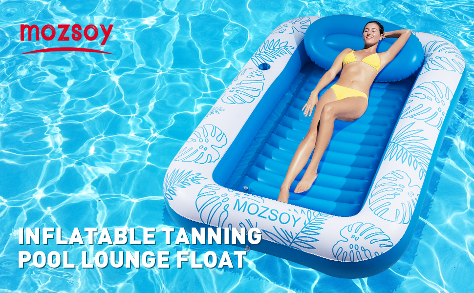 Inflatable Pool Floats，Tanning Pool Lounger Float 4 in 1