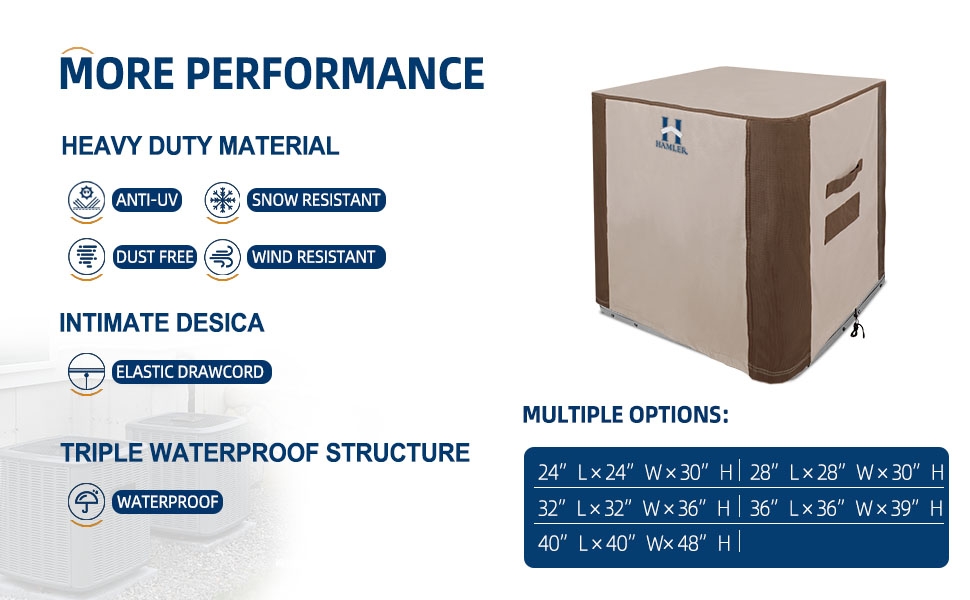 HAMLER Air Conditioner Cover for Outside Units, Outdoor AC Cover for