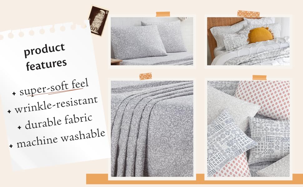 Indigo Ink Full Size Sheet Sets, Soft & Wrinkle Resistant