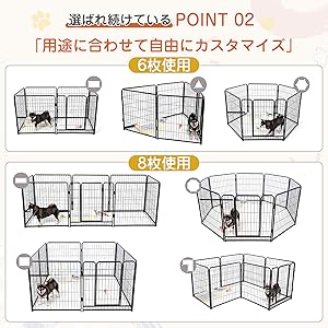 ペットサークル　高さ80cm 8枚　黒色 Amazon | KIRATAKU ペットサークル スチール製 コンパクト 高さ
