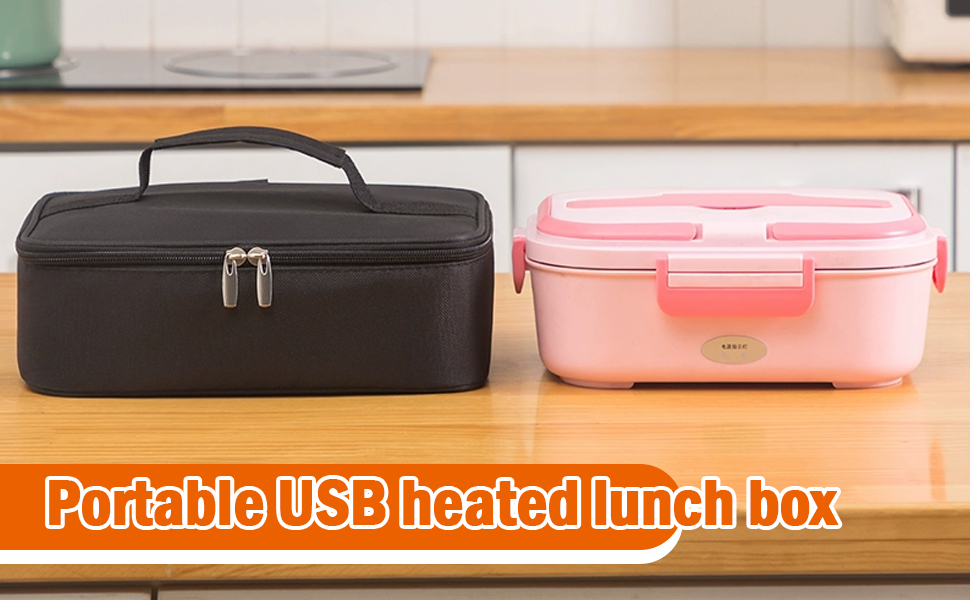 Fyearfly Heated Lunch Box Portable Oven, USB Heating Lunch Box Portable Microwave Food Warmer