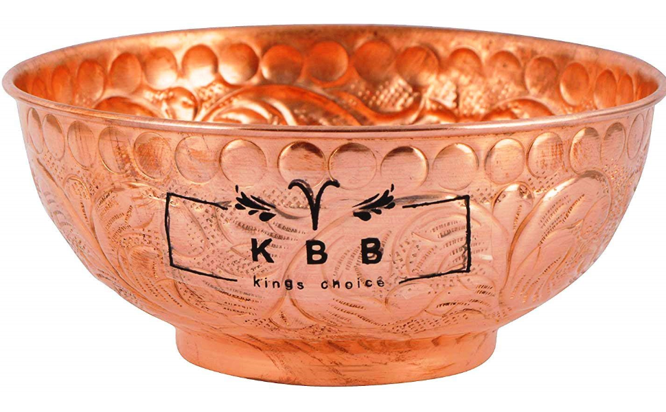 Buy KBB Embossed Leaf Design Copper Bowl (440 ml ;KBB001) Brown Online