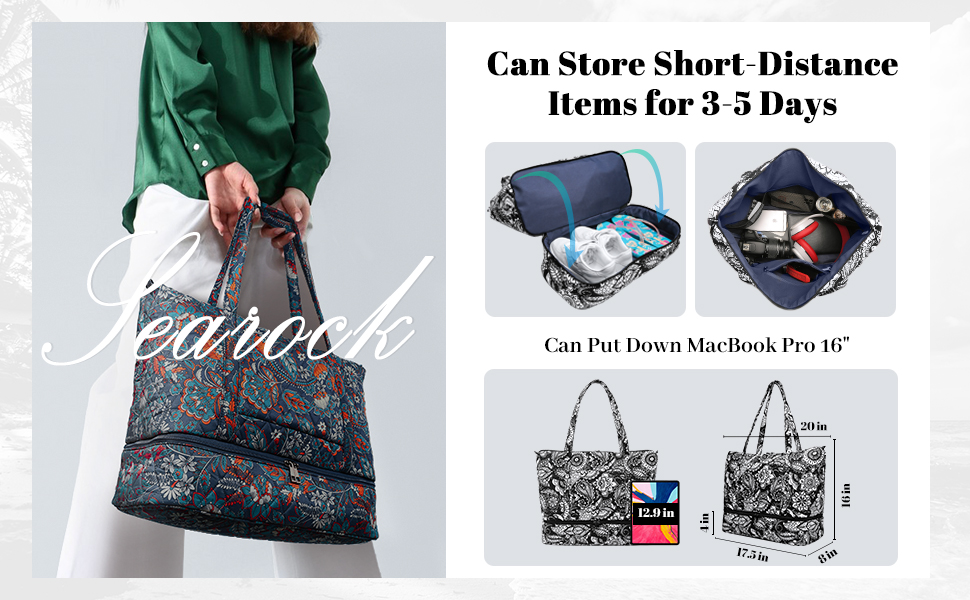 Searock Women's Quilted Weekender Bag with Shoes