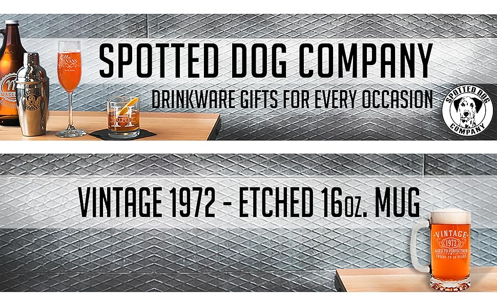 Vintage beer mug custom etched 16oz tankard Spotted Dog Company engraved glassware gifts