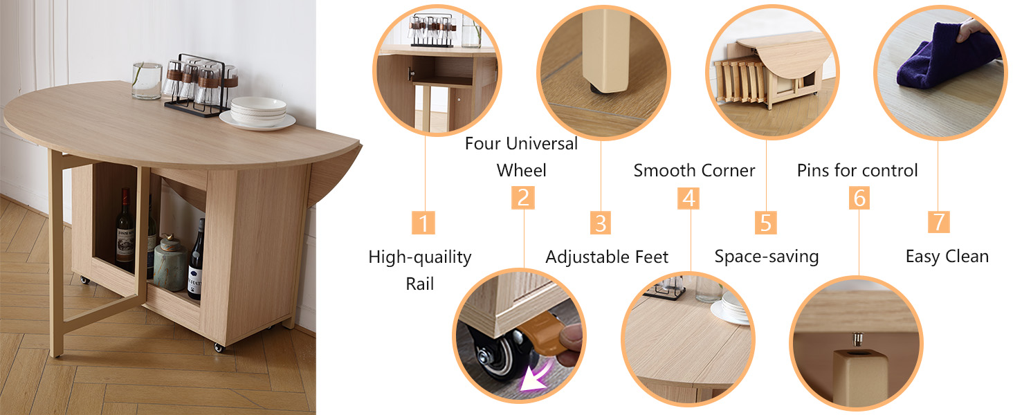 drop leaf folding dining table