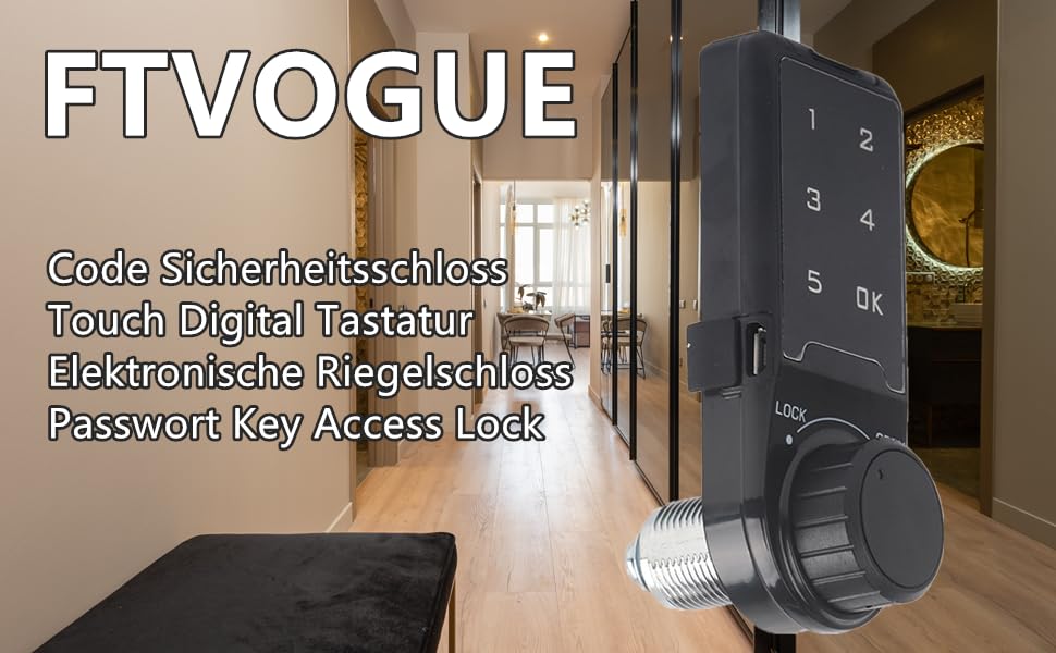 FTVOGUE Code Sicherheitsschloss Touch Digital Tastatur Elektronische