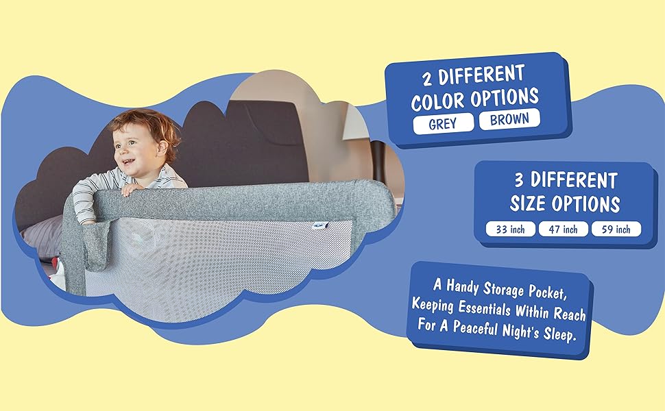 Plushy Kids Bed Rail for Toddlers, Foldable & Extra Long