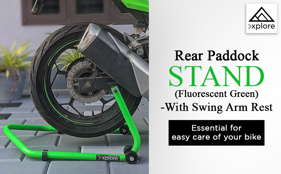 Xplore Rear premium flourscent green Paddock Stand with Swing Arm lifts