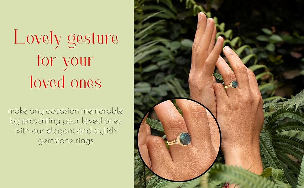 round chalcedony moonstone labradorite handmade rings gold silver natural gemstone