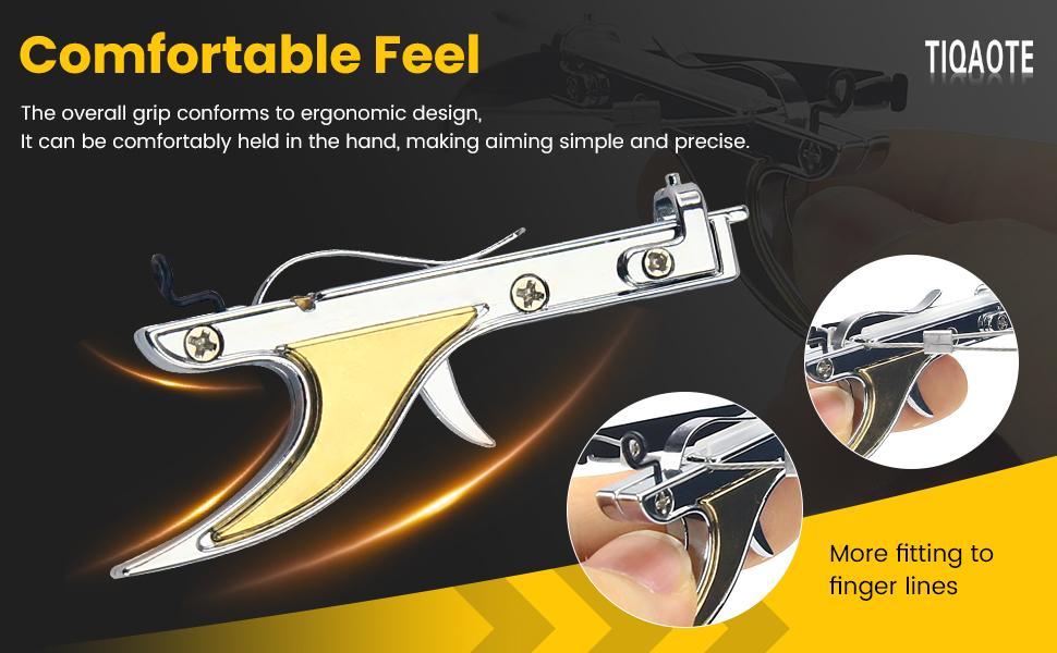 Ergonomic, comfortable thumb and middle finger grip, index finger trigger