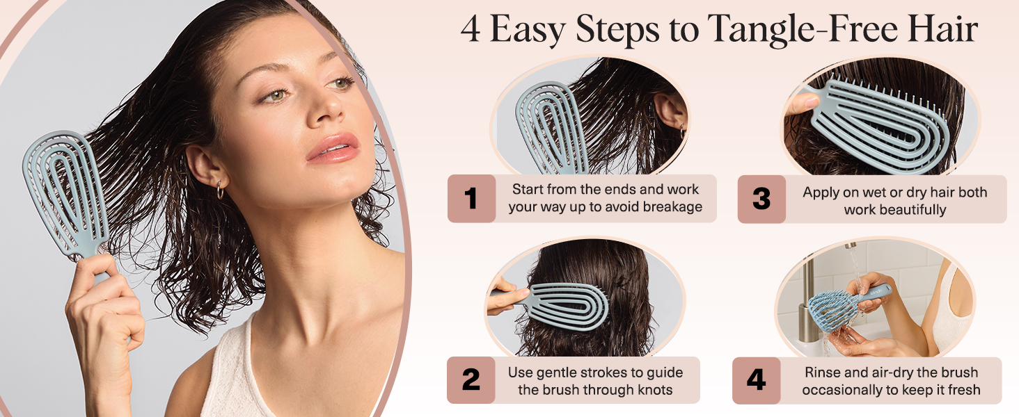 Flexible Hair Brush for Women and Men Adults & Kids Ulta-Smooth Bristles for Wet or Dry Strands