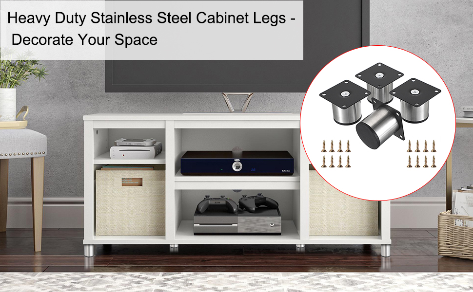 OwnMy 4PCS 2 Inch Stainless Steel Furniture Legs Feets