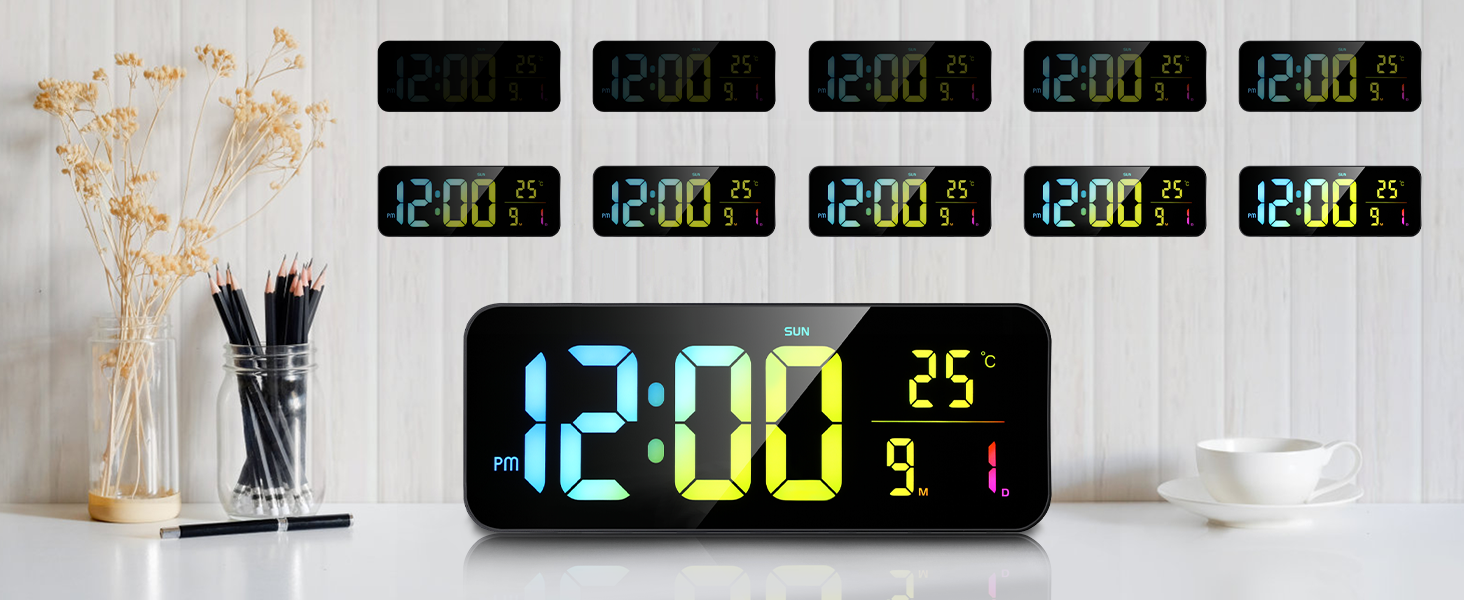 Richbird Digital Wall Clock, 15inch Large Digital Clock, Adjustable